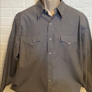 Polo Ralph Lauren Men's Black and White Checkered Western Shirt